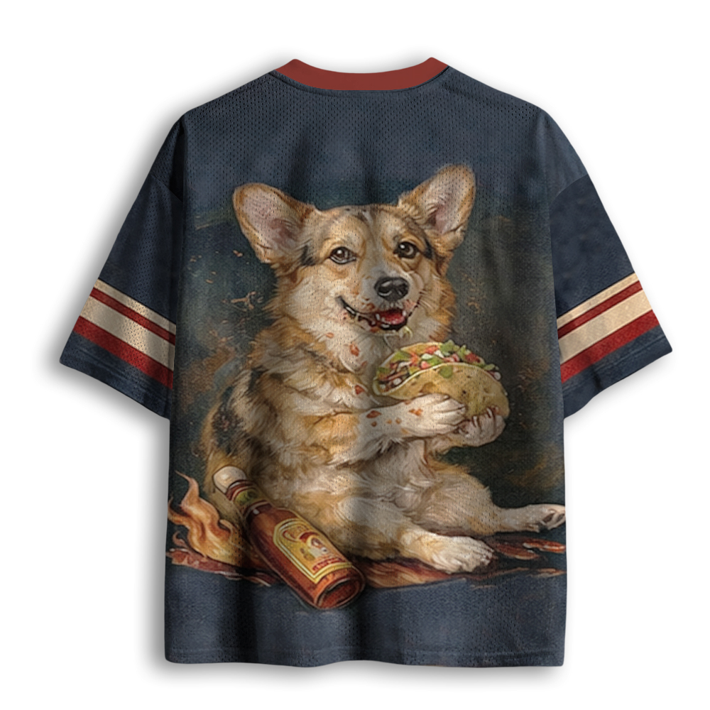Baddiecat Corgi Dog Chill With Tacot Mesh Jersey