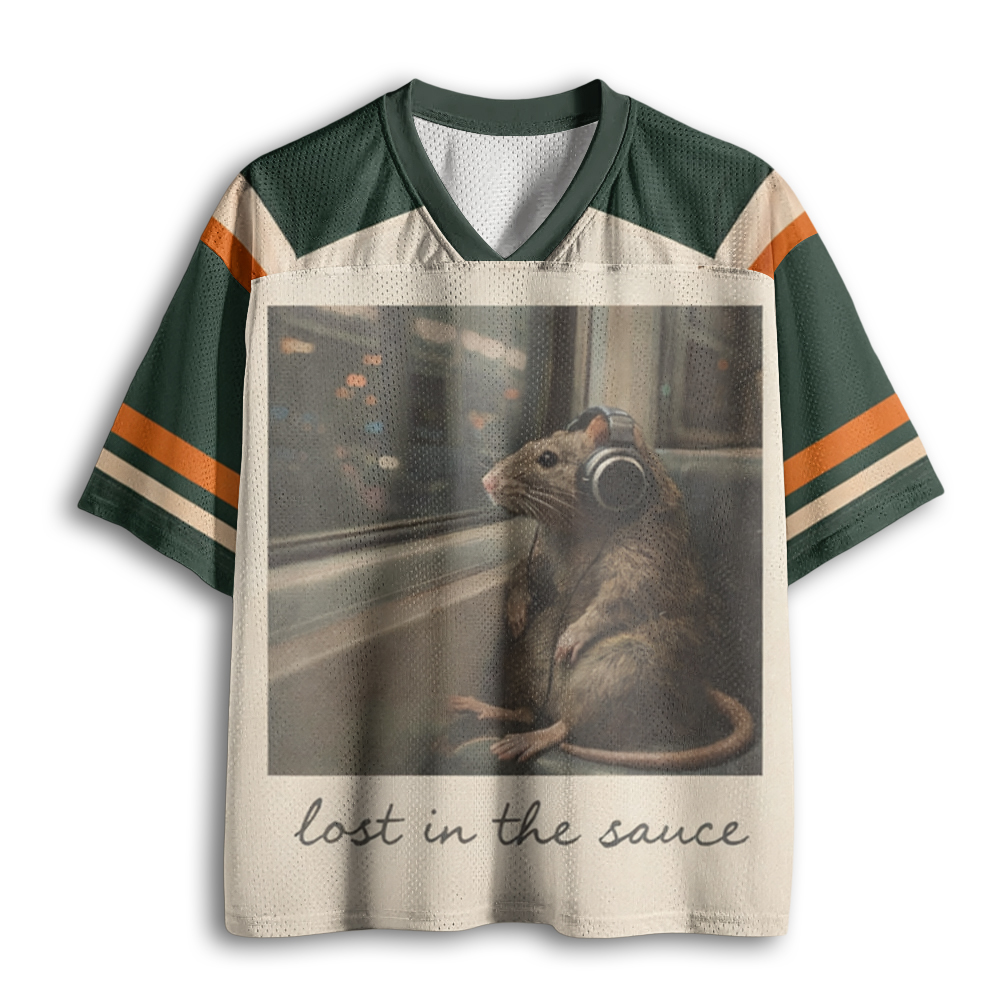 Baddiecat Funny Rat Lost In The Sauce Mesh Jersey