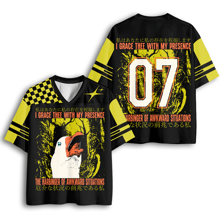 Baddiecat The Harbinger Of Awkward Situations Funny Vintage Japanese Goose Mesh Jersey