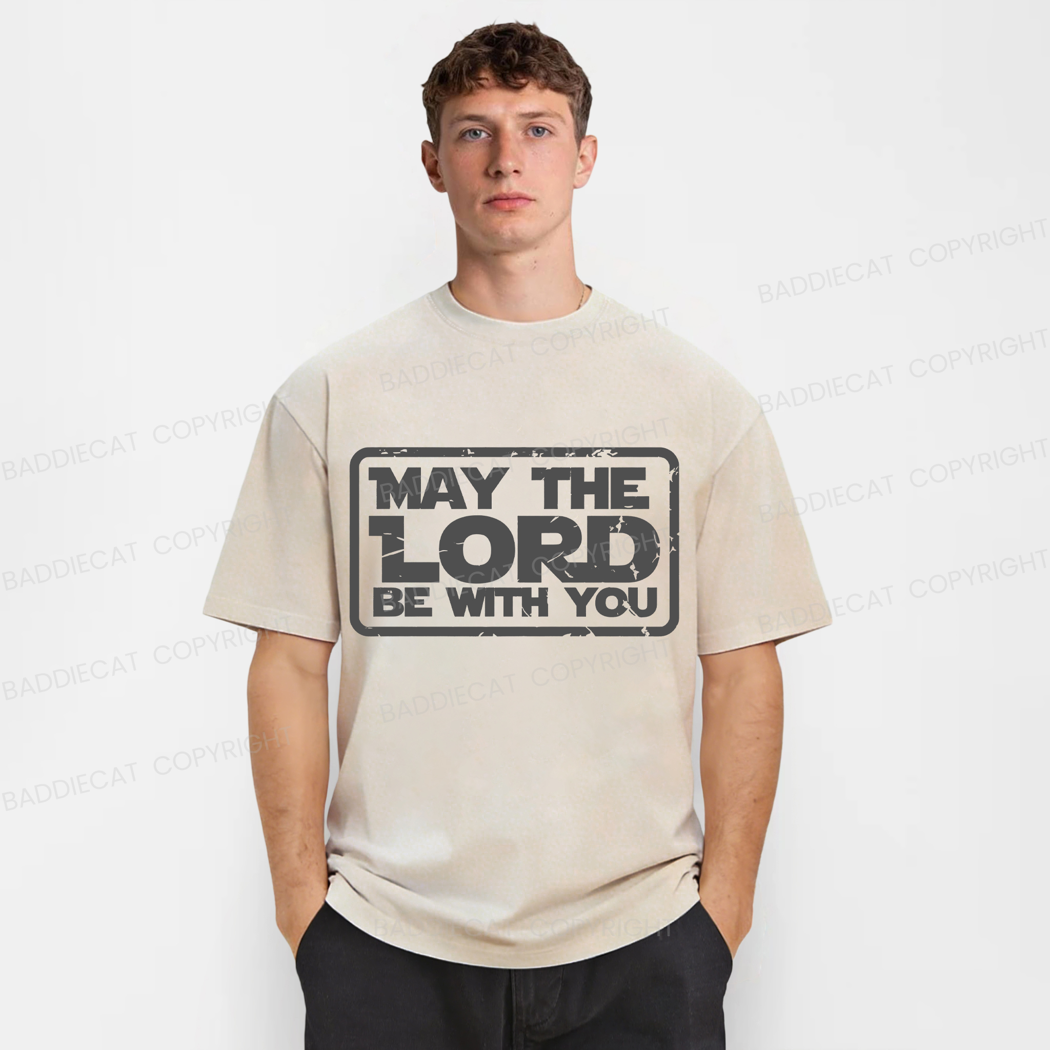 Baddiecat May The Lord Be With You Washed T-Shirt