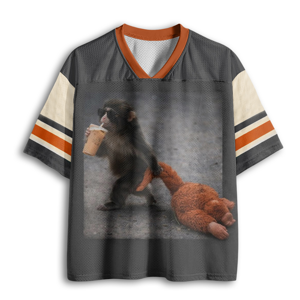 Baddiecat Baby Monkey Punch Drinking Iced Coffee Mesh Jersey