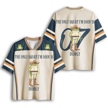 Baddiecat The Only Squat I'm Doin' Is Diddly Funny Cowboy Frog  Mesh Jersey
