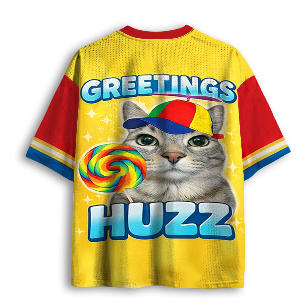 Baddiecat Cat Greeting Huzz Mesh Jersey