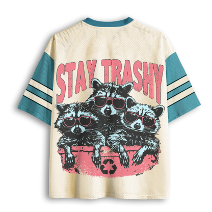 Baddiecat Stay Trashy Raccoon Funny Mesh Jersey