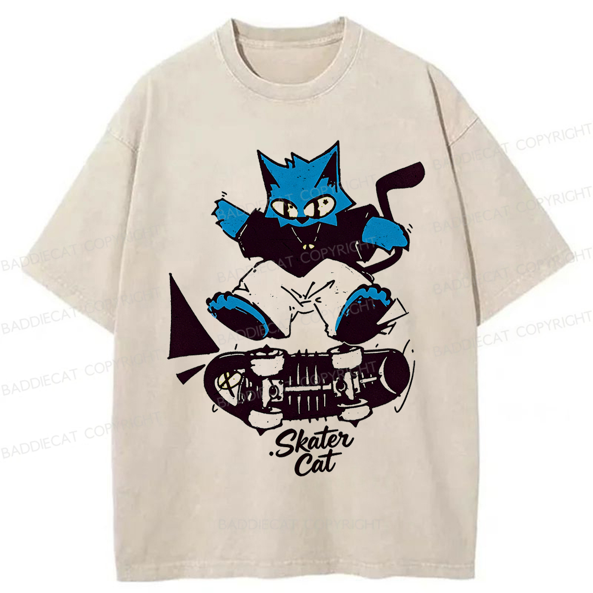 Baddiecat Skater Cat Washed T-shirt