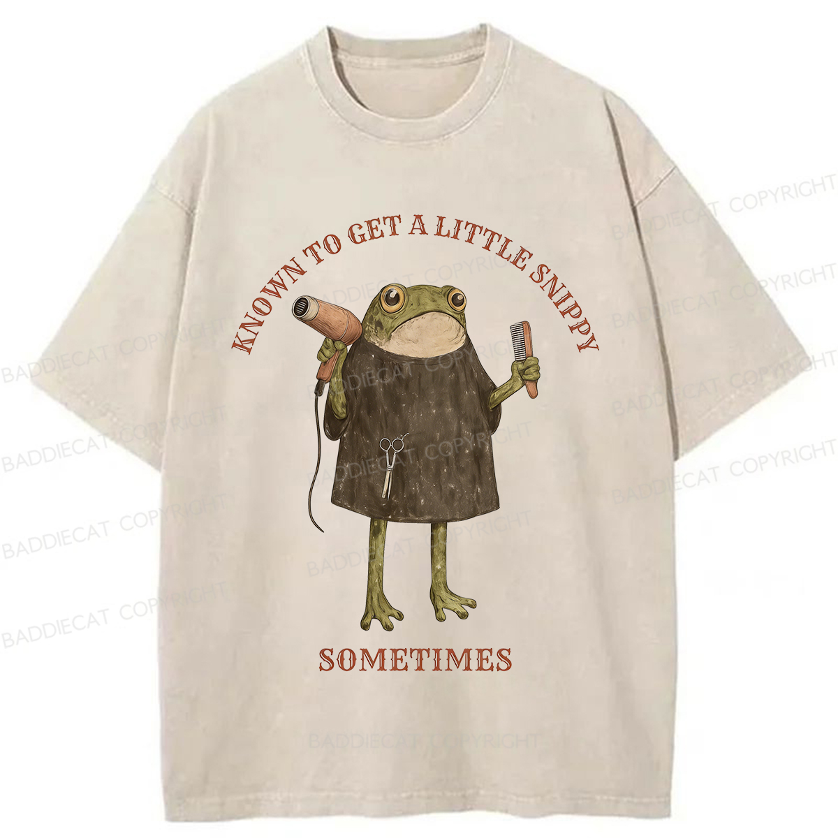 Baddiecat Funny Hair Stylist Washed T-shirt