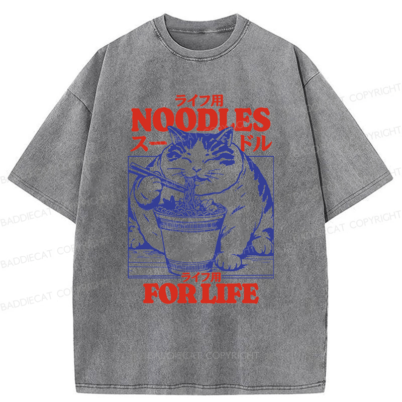 Baddiecat Cats And Ramen Washed T-shirt