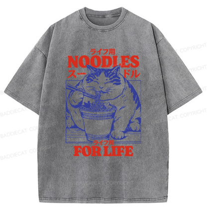 Baddiecat Cats And Ramen Washed T-shirt
