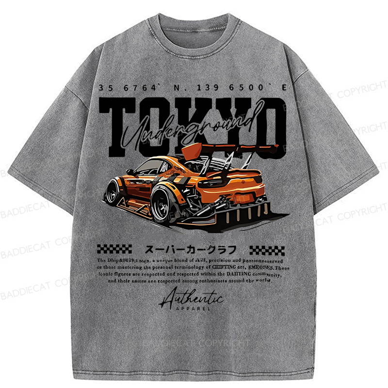 Baddiecat Tokyo Racing Car Washed T-shirt