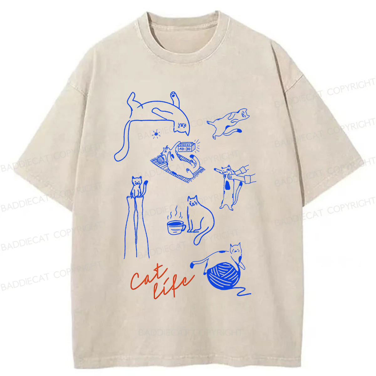 Baddiecat Cat Life Washed T-Shirt