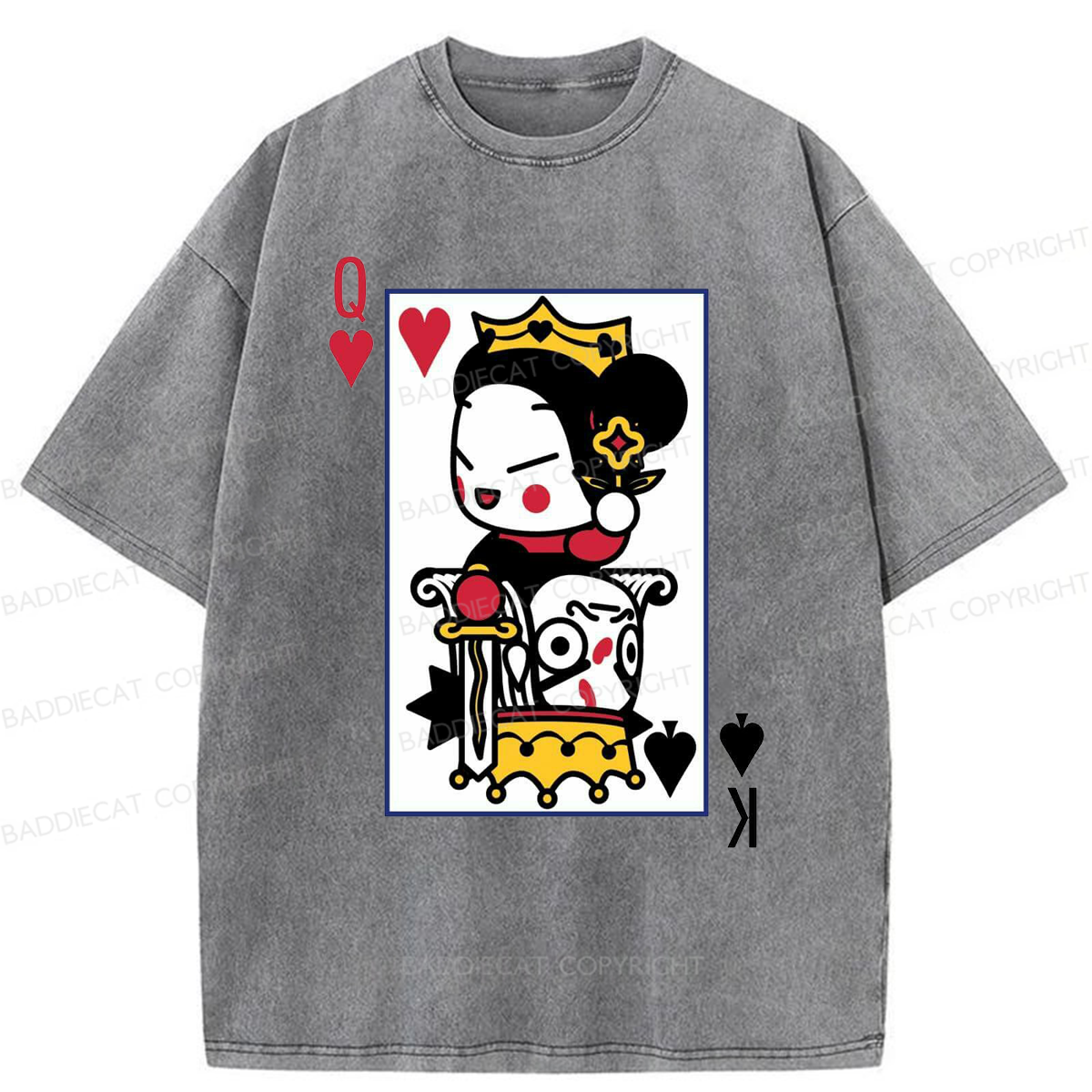 Baddiecat Funny Poker Washed T-shirt