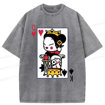 Baddiecat Funny Poker Washed T-shirt