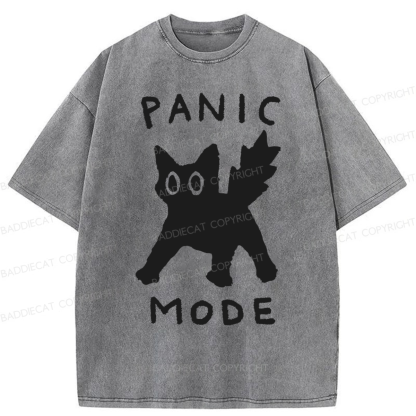 Baddiecat Cat Panic Mode Washed T-shirt