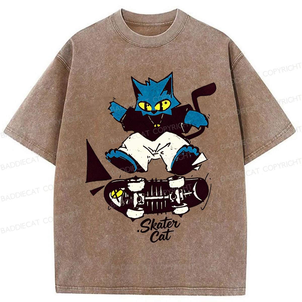 Baddiecat Skater Cat Washed T-shirt
