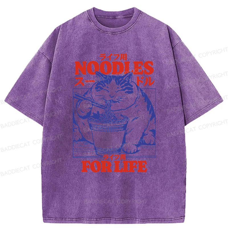 Baddiecat Cats And Ramen Washed T-shirt