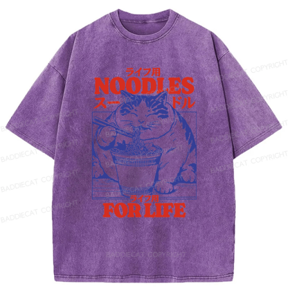 Baddiecat Cats And Ramen Washed T-shirt