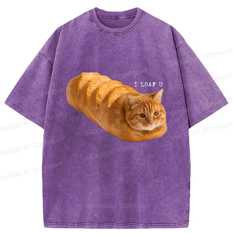 Baddiecat Cat Bread Funny Meme Washed T-shirt