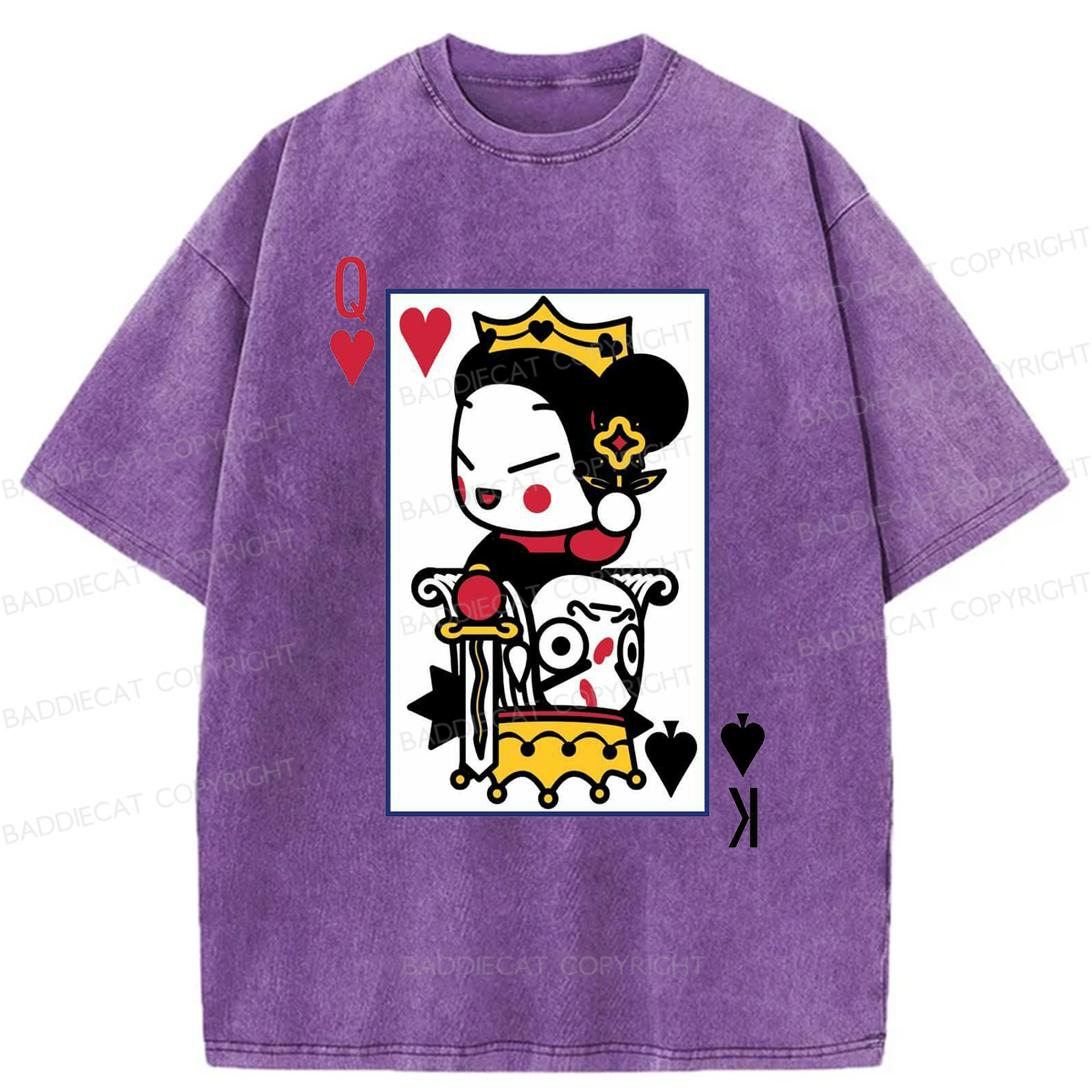 Baddiecat Funny Poker Washed T-shirt