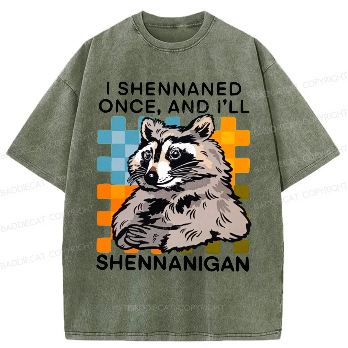 Baddiecat I Shennaned Once And I'll Shennanigan Funny Raccoon Washed T-shirt