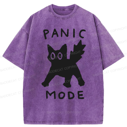Baddiecat Cat Panic Mode Washed T-shirt