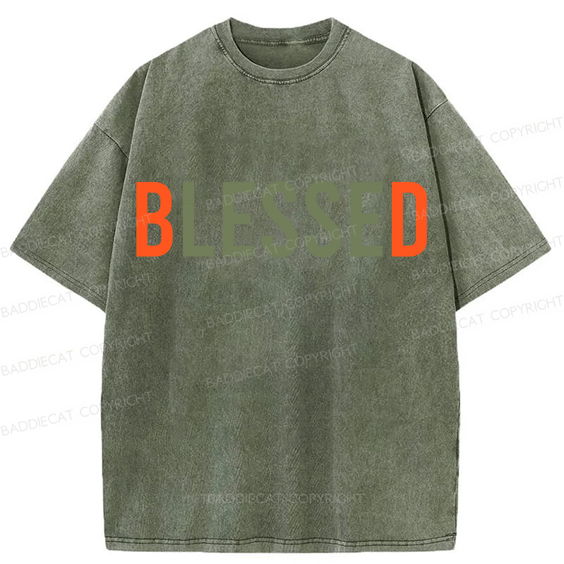 Baddiecat Blessed Washed T-shirt
