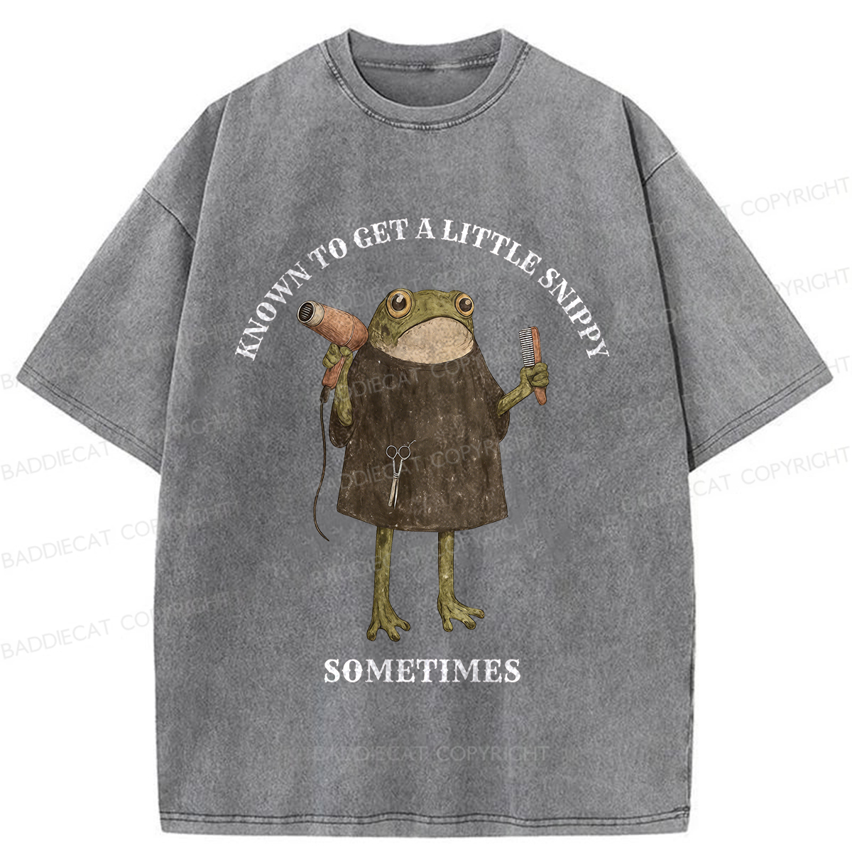 Baddiecat Funny Hair Stylist Washed T-shirt
