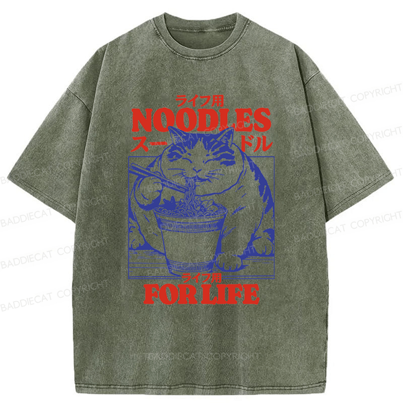 Baddiecat Cats And Ramen Washed T-shirt
