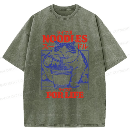 Baddiecat Cats And Ramen Washed T-shirt