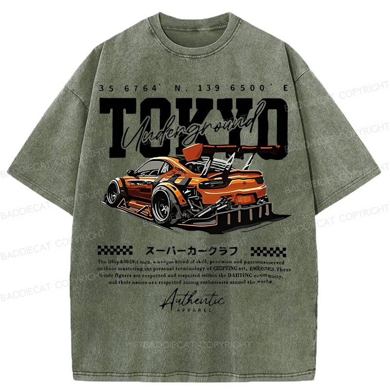 Baddiecat Tokyo Racing Car Washed T-shirt