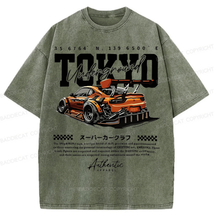 Baddiecat Tokyo Racing Car Washed T-shirt