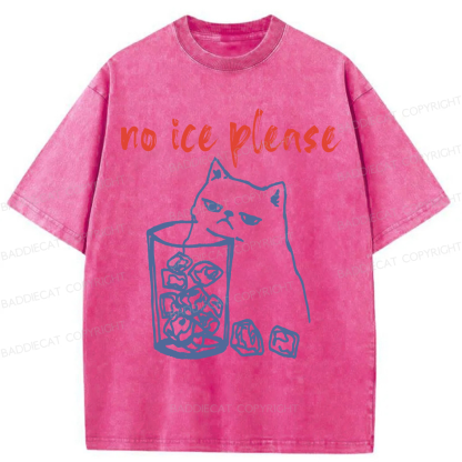Baddiecat No Ice With Cat Washed T-shirt
