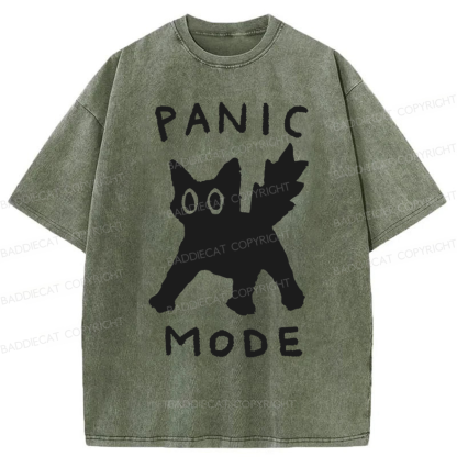 Baddiecat Cat Panic Mode Washed T-shirt