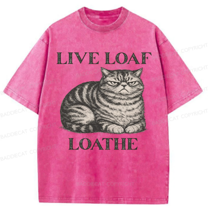 Baddiecat Live Loaf Loathe Cat Washed T-shirt