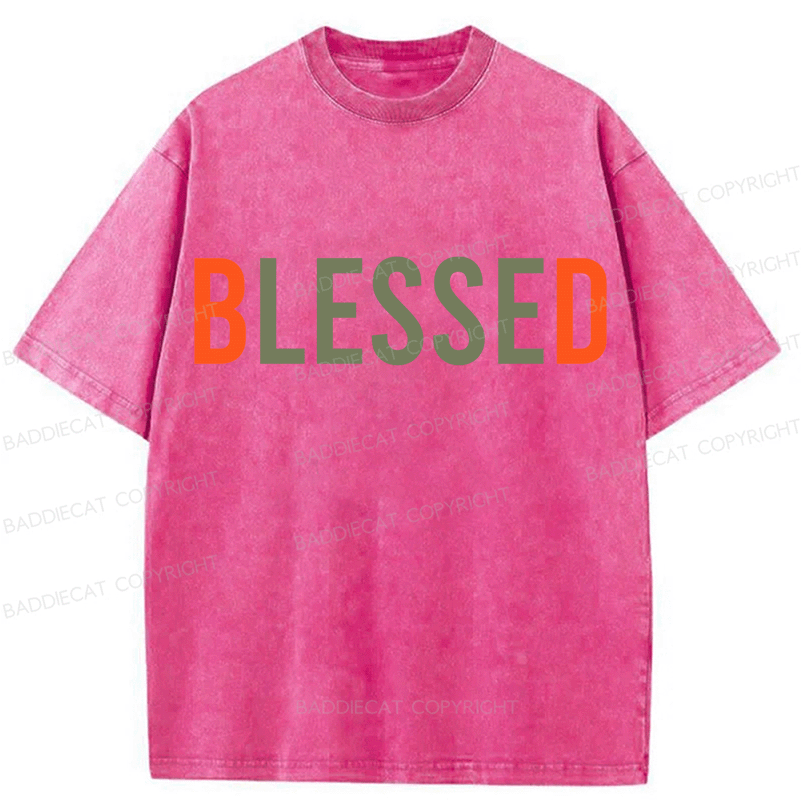 Baddiecat Blessed Washed T-shirt