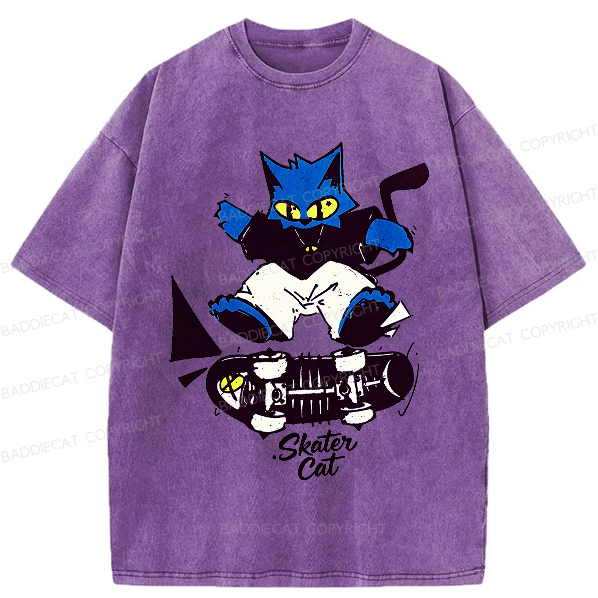 Baddiecat Skater Cat Washed T-shirt