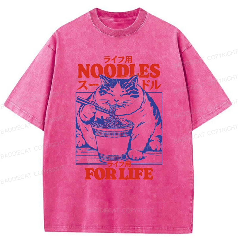 Baddiecat Cats And Ramen Washed T-shirt