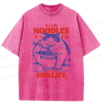 Baddiecat Cats And Ramen Washed T-shirt