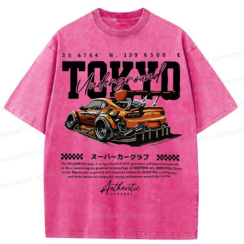 Baddiecat Tokyo Racing Car Washed T-shirt