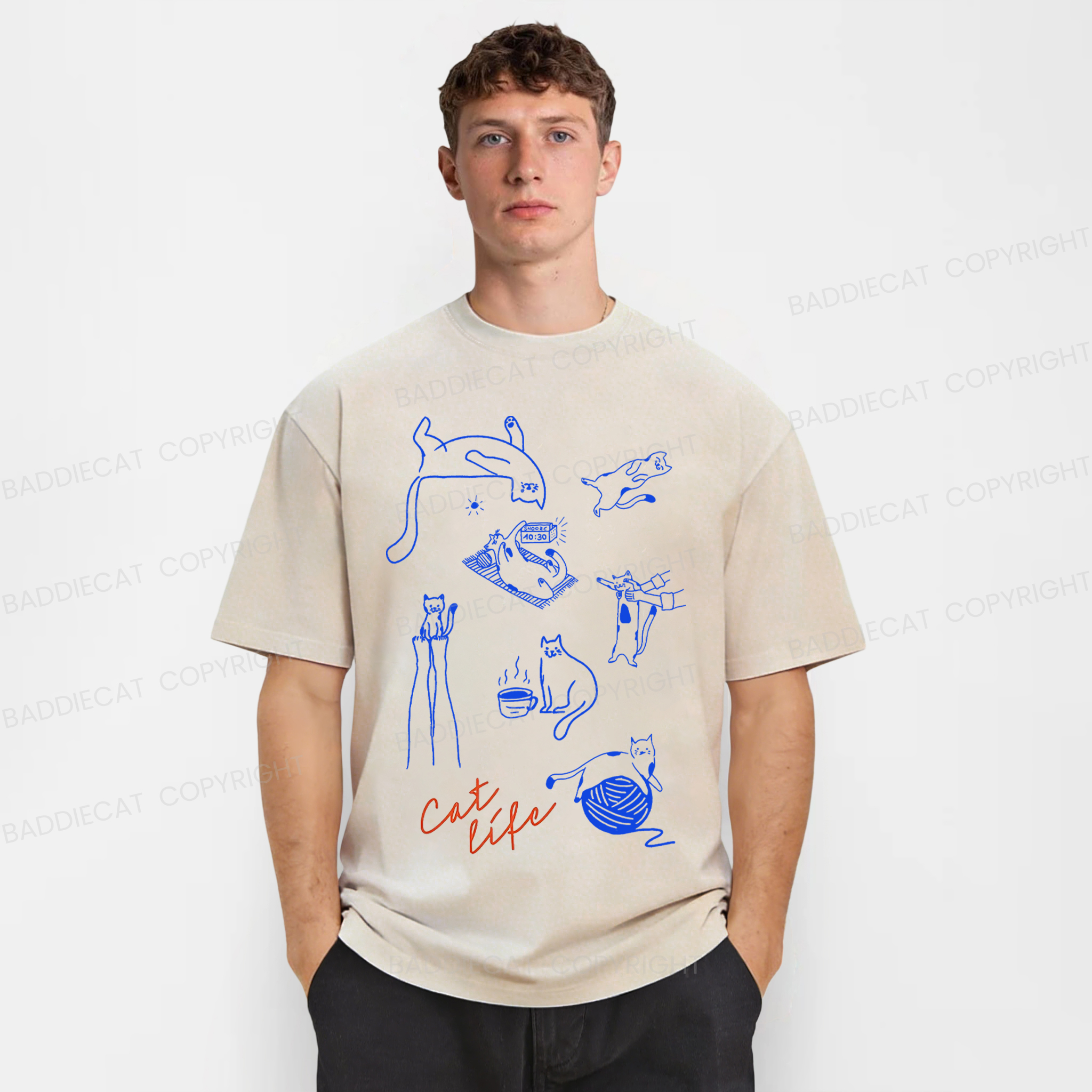 Baddiecat Cat Life Washed T-Shirt