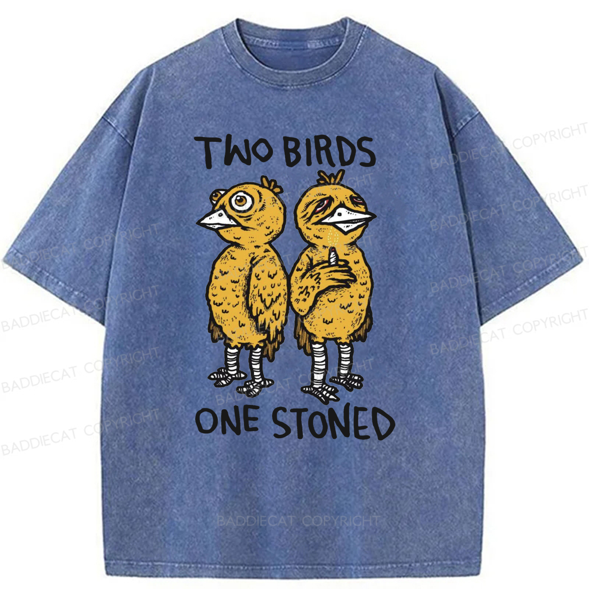 Baddiecat Two Birds One Stoned Washed T-shirt