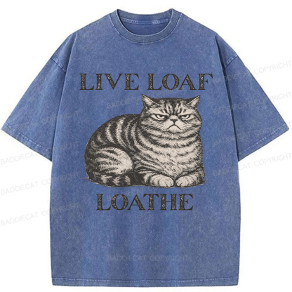 Baddiecat Live Loaf Loathe Cat Washed T-shirt