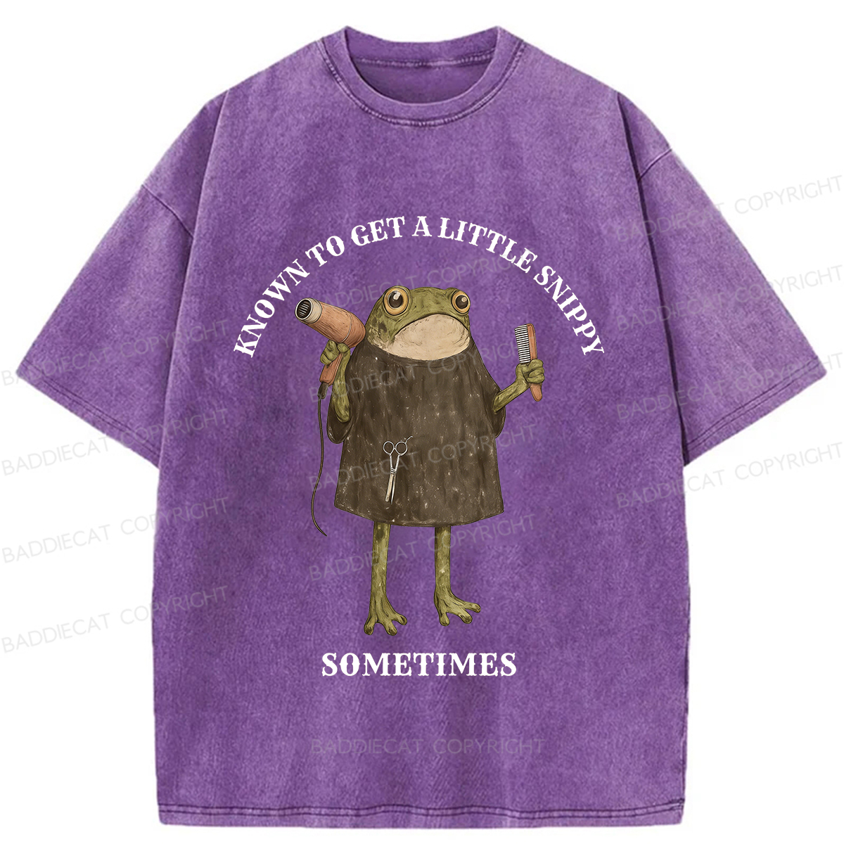 Baddiecat Funny Hair Stylist Washed T-shirt