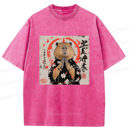 Baddiecat Capybara Washed T-shirt