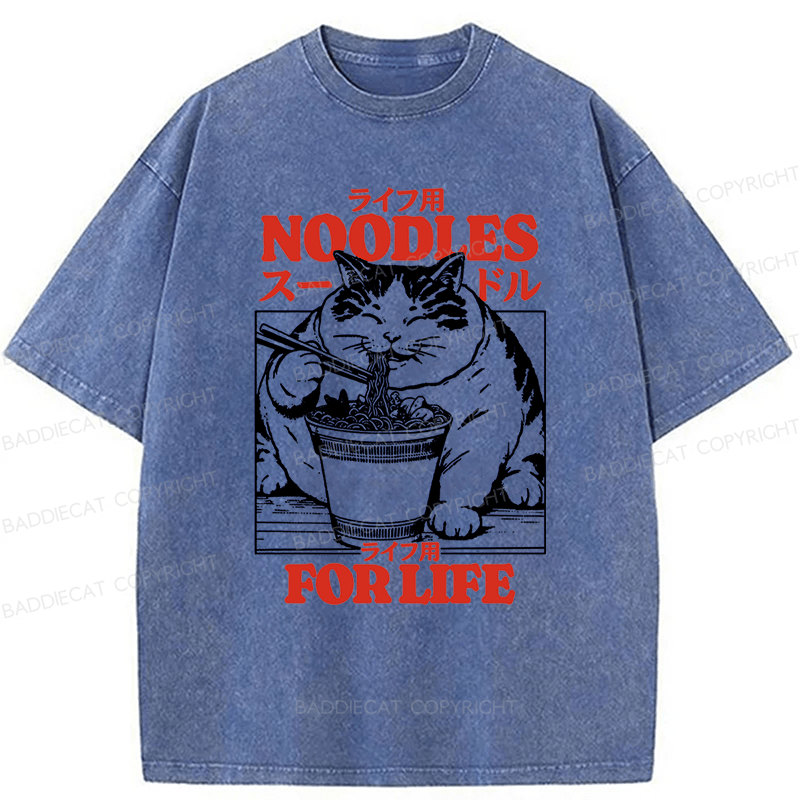Baddiecat Cats And Ramen Washed T-shirt