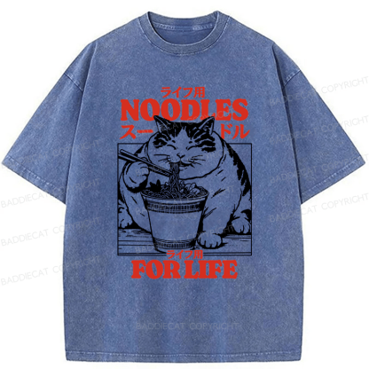 Baddiecat Cats And Ramen Washed T-shirt