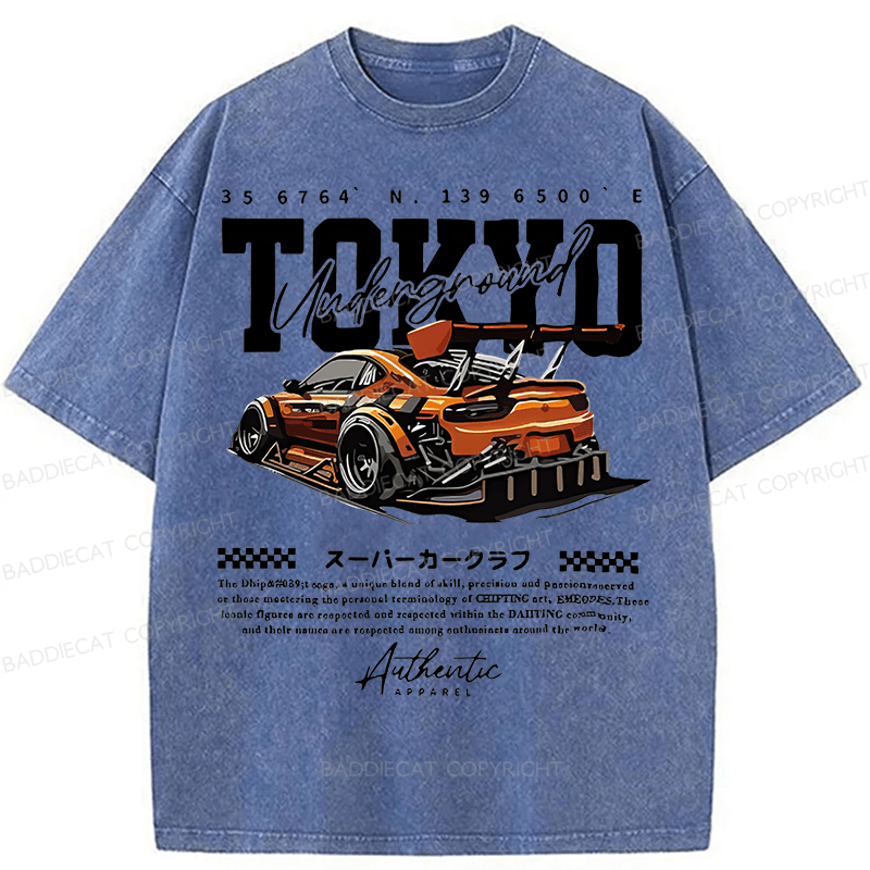 Baddiecat Tokyo Racing Car Washed T-shirt
