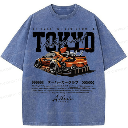 Baddiecat Tokyo Racing Car Washed T-shirt