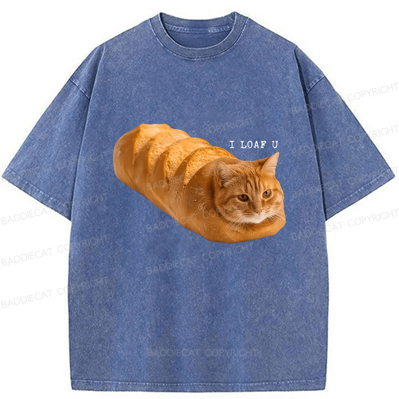 Baddiecat Cat Bread Funny Meme Washed T-shirt