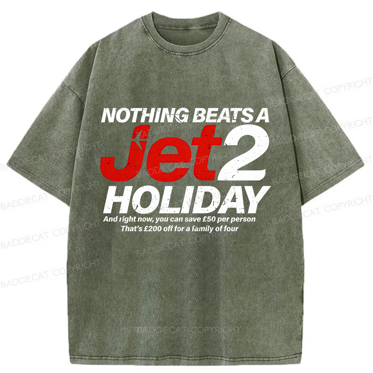 Baddiecat Nothing Beats A Jet2 Holiday Washed T-shirt