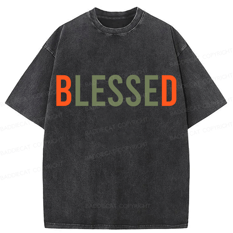 Baddiecat Blessed Washed T-shirt